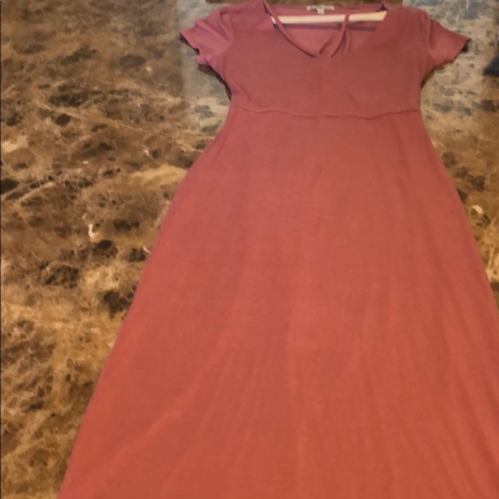 Mauve colored mid open back cotton dress